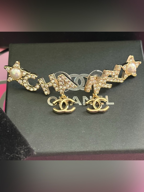CHANEL Jewelry - Chanel Gold-Tone Crystal CC Drop Earrings - Gold